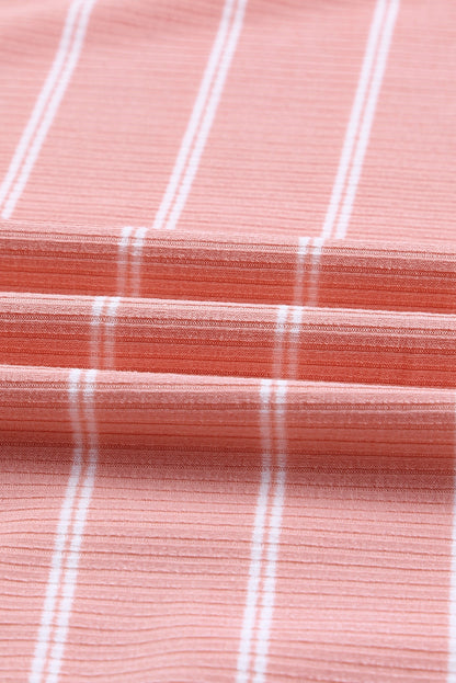 Pull rayé en tricot côtelé à poignets color block