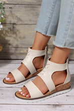 White Crisscross Detail Hollowed Leather Gladiator Sandals