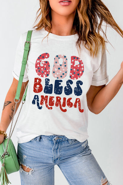 T-shirt blanc avec imprimé « God Bless America »