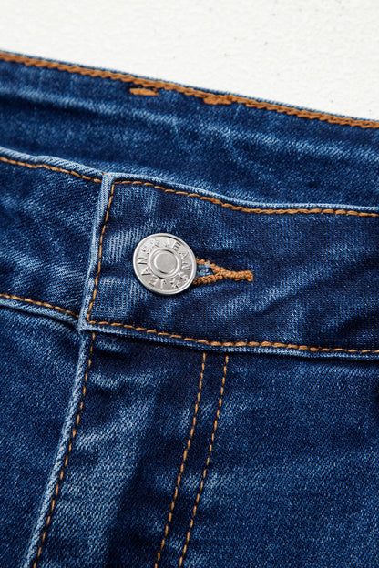 Sky Blue Chic Seam Detail Raw Hem Barrel Jeans