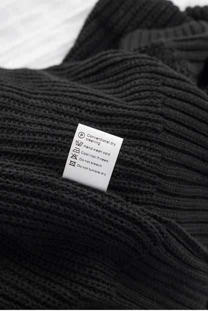 Suéter de punto acanalado con hombros descubiertos y cinturón cruzado sin espalda para mujer, informal, holgado, de manga larga, Color sólido, para invierno