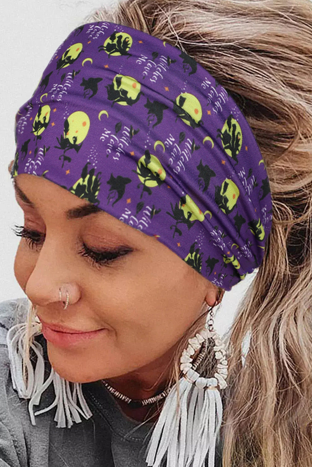 Bandeau imprimé Halloween orange roux à détails croisés 