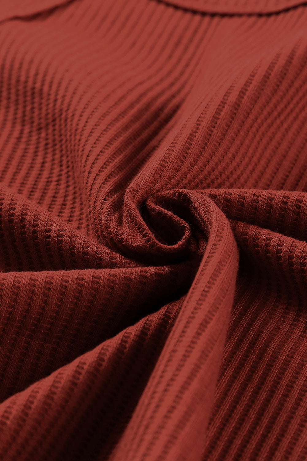 Waffle Knit Splicing Buttons Long Sleeve Top