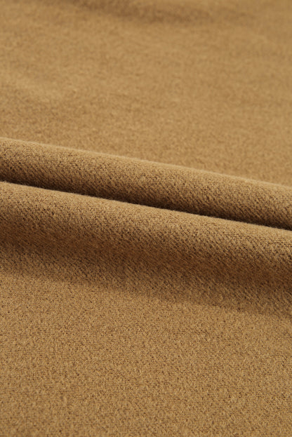 Camel Solid Fleece Lined Drop Shoulder High Low Sweatshirt