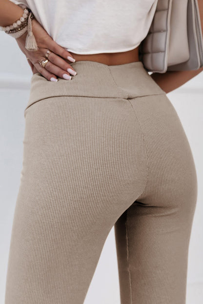 Leggings con abertura y cintura alta de punto acanalado 