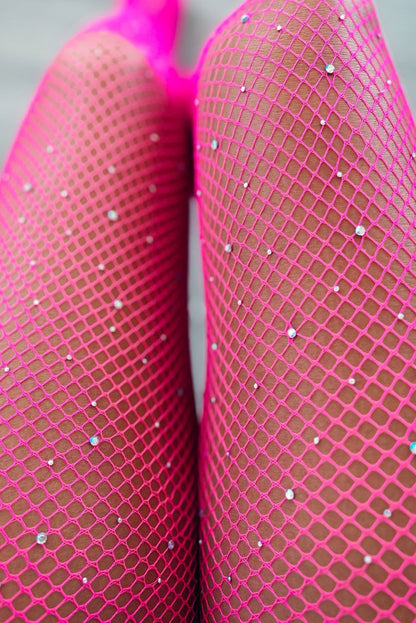 Pantimedias de rejilla sexy con diamantes de imitación de carne 