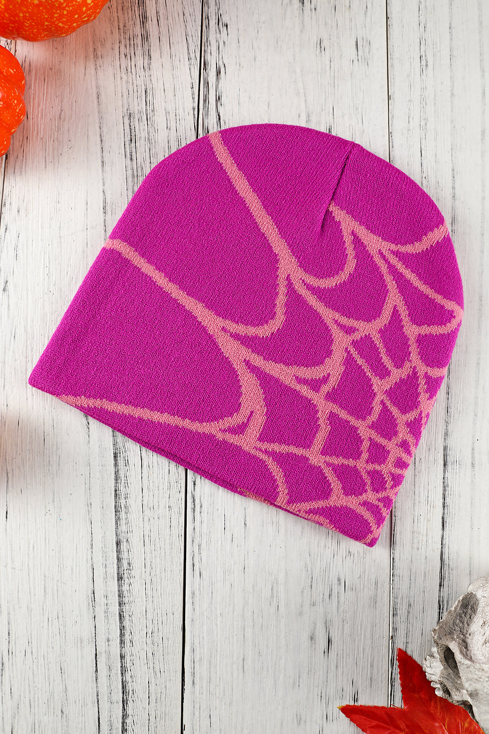 Black Halloween Cobweb Pattern Woolen Hat