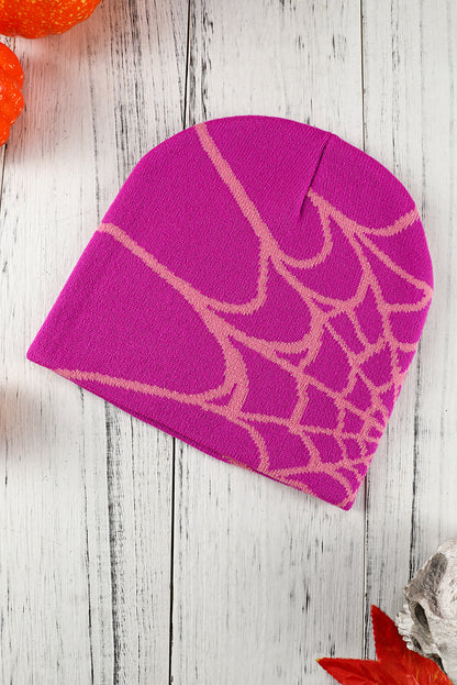Black Halloween Cobweb Pattern Woolen Hat