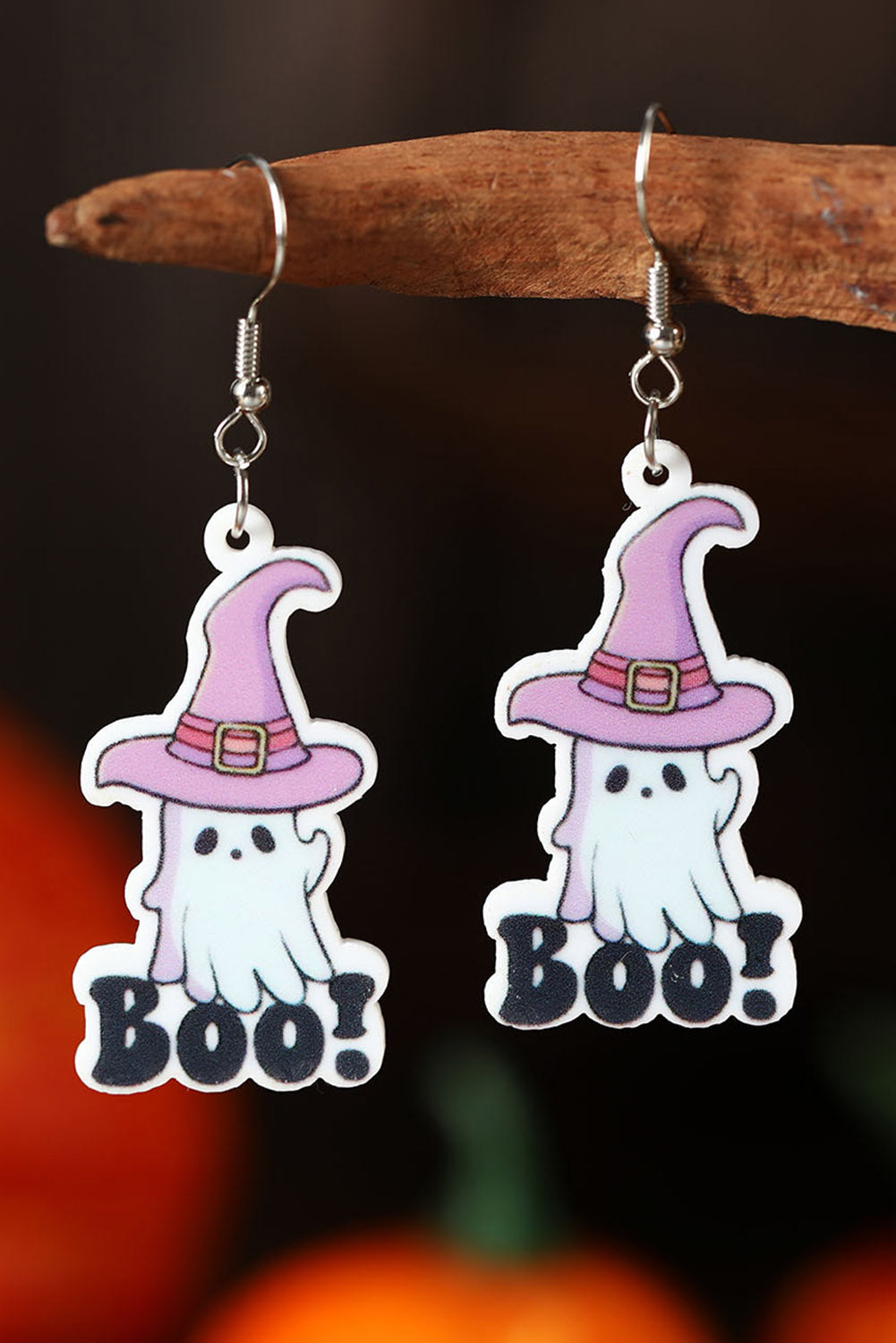 Grapefruit Orange Halloween Pattern Acrylic Drop Earrings