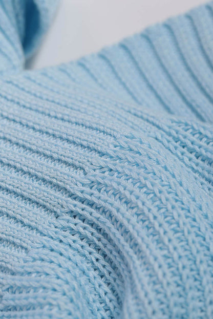 Suéter de punto acanalado con hombros descubiertos y cinturón cruzado sin espalda para mujer, informal, holgado, de manga larga, Color sólido, para invierno