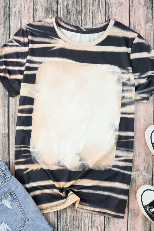 Blank Apparel - Blue Tie Dye Stripe Print Basic Tee