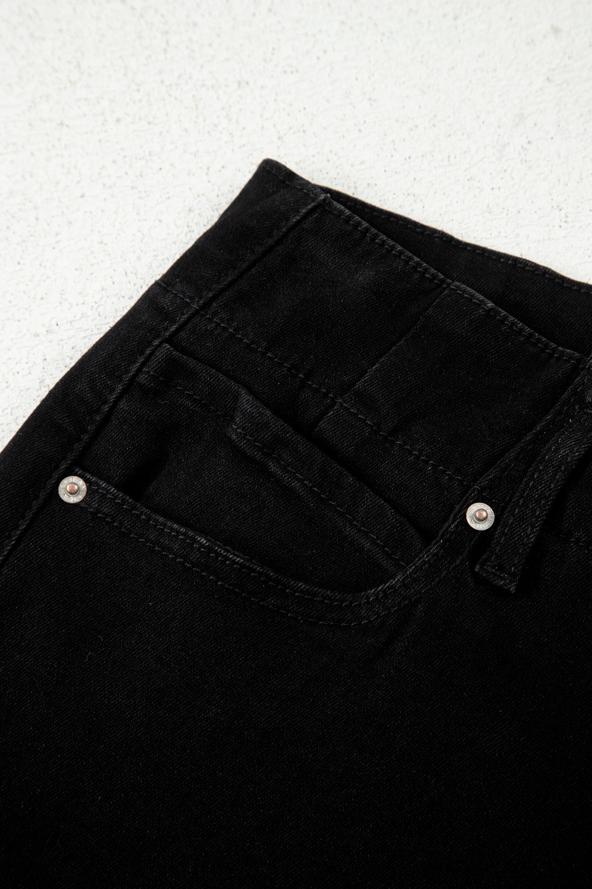 Black 2-Button High Waist Wide Leg Jeans
