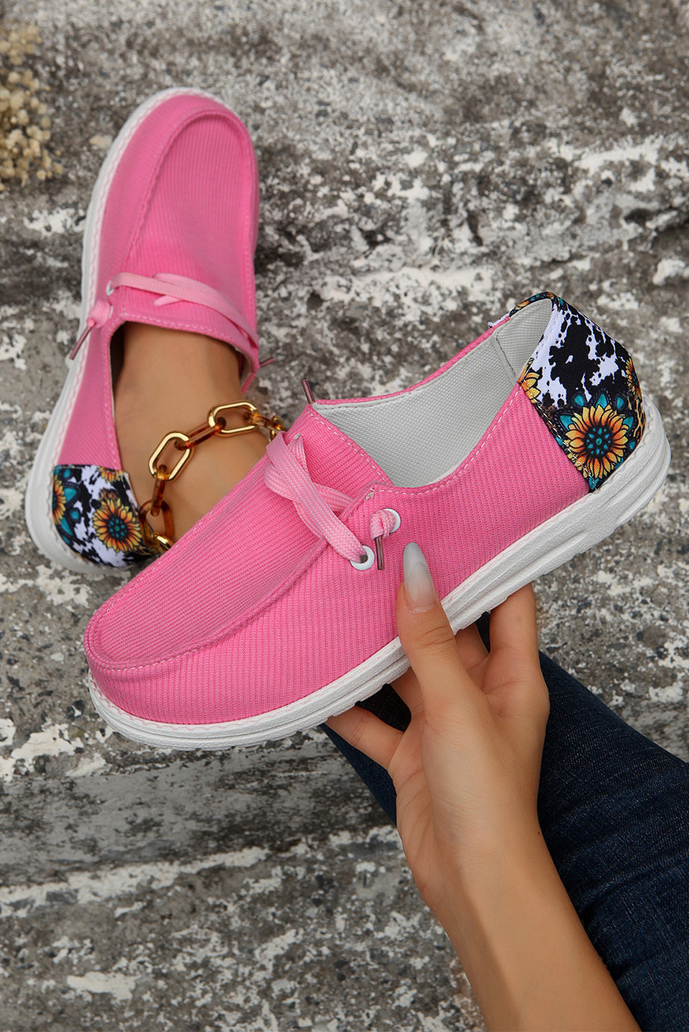 Multicolour Patched Back Heel Slip On Flat Shoes