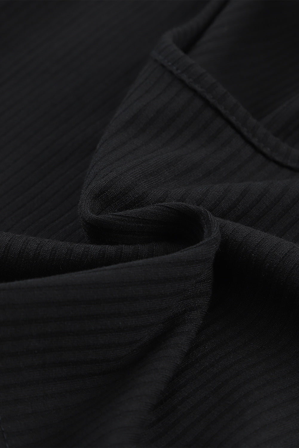 Ensemble haut court côtelé et pantalon long de couleur unie 