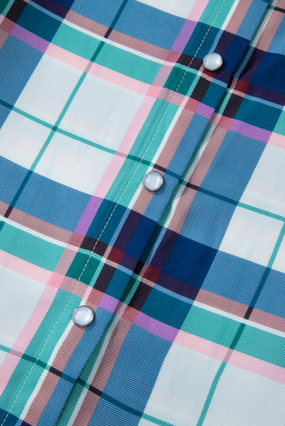 Ensemble 2 pièces chemise et short à carreaux bleus