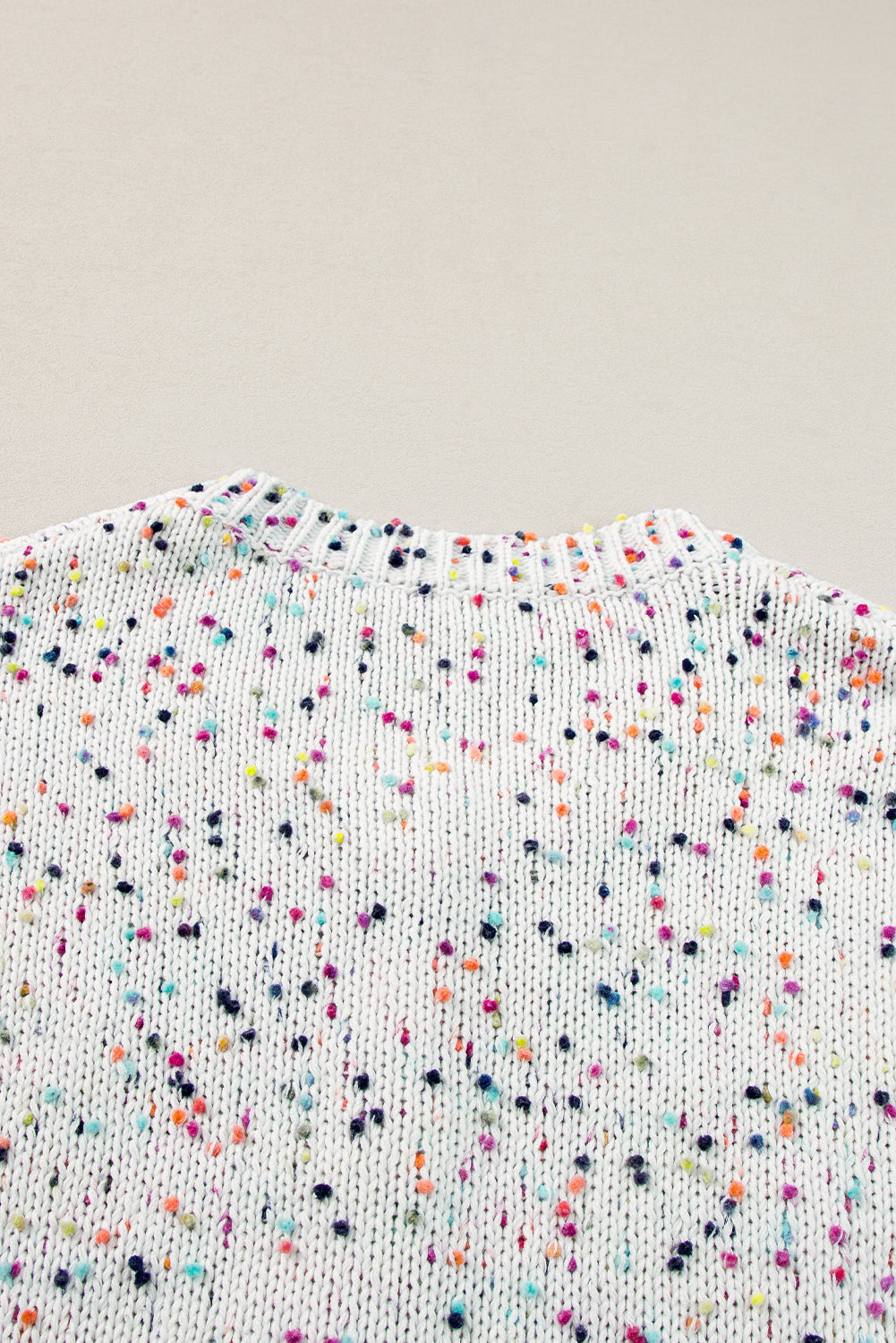 Cardigan blanc à confettis multicolores