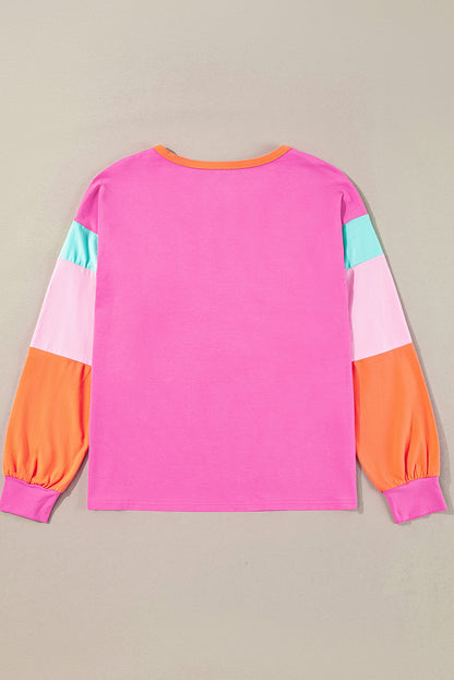 Haut à manches longues en chenille rouge rose avec patchs MERRY Christmas