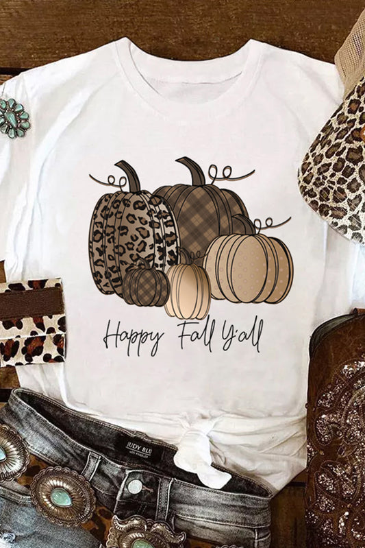 Camiseta gráfica con estampado de calabaza Happy Fall Y'all