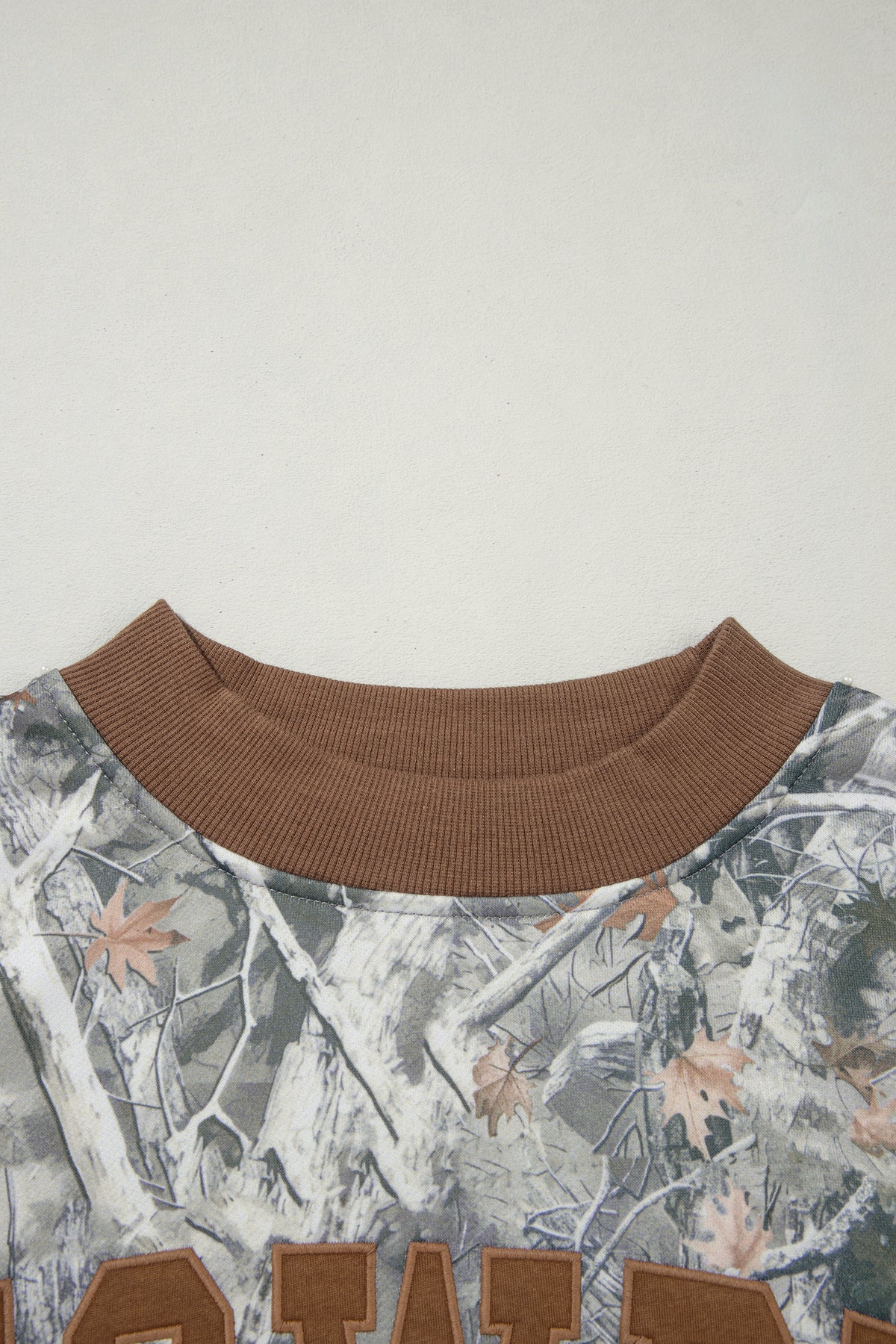 Gray Western Camo/Mallard Letter Print Baggy Pullover Sweatshirt