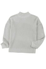 High Neck Drop Shoulder Plain Sweater
