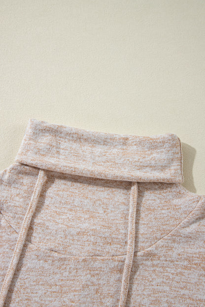 Haut fendu à manches longues et col montant avec cordon de serrage et imprimé abricot