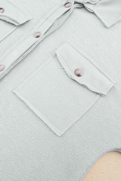 Black Contrast Flap Pockets Relaxed Shacket