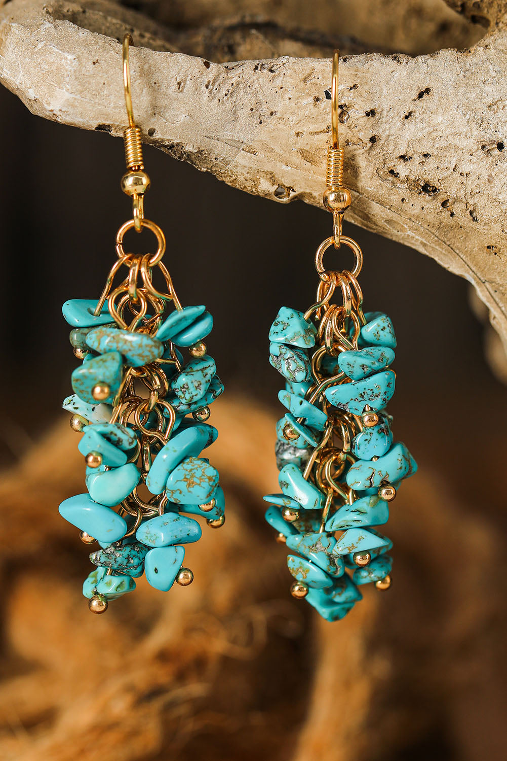Turquoise Cluster Drop Earrings