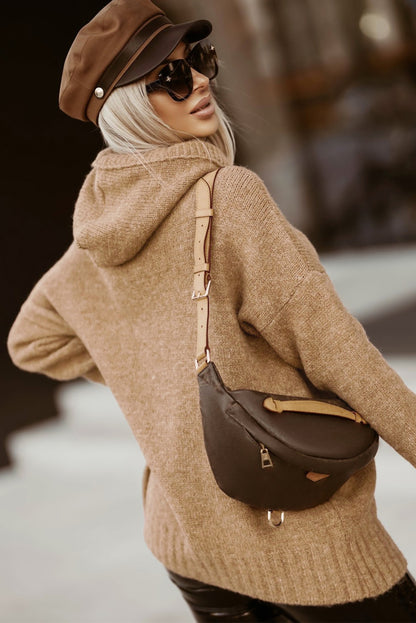 Jersey con capucha y cuello vuelto con cordón gris 