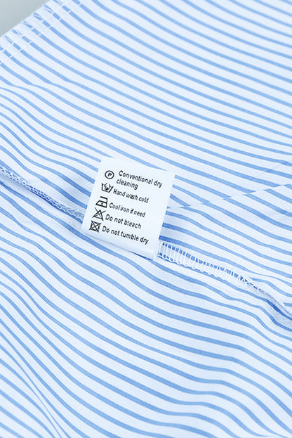 Camisa Boyfriend de rayas con puños fruncidos y bolsillo