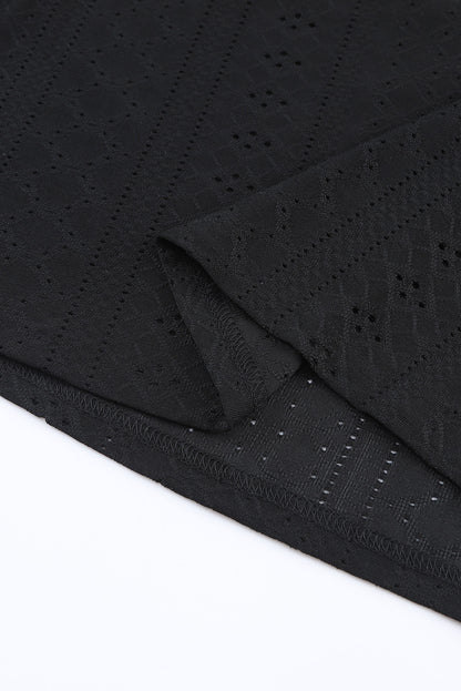 Chemisier à manches courtes et col en V avec bordure en dentelle