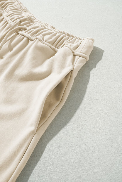 Pantalon large décontracté à cordon de serrage et boucle abricot