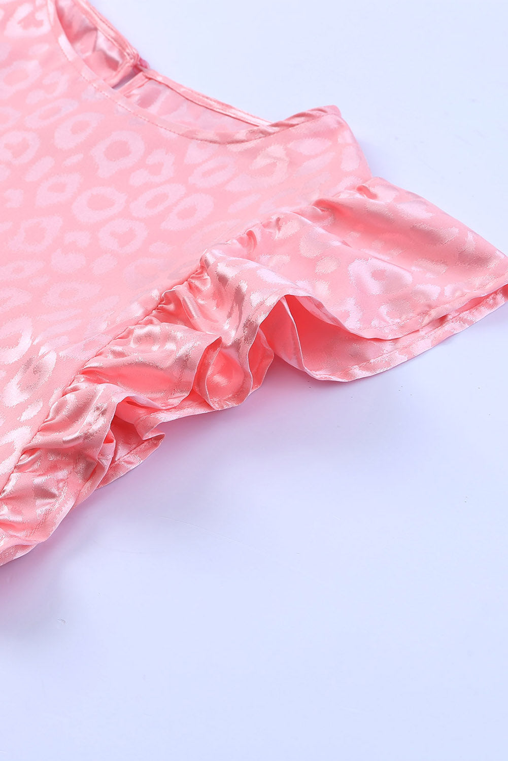 Débardeur à volants en satin imprimé léopard 