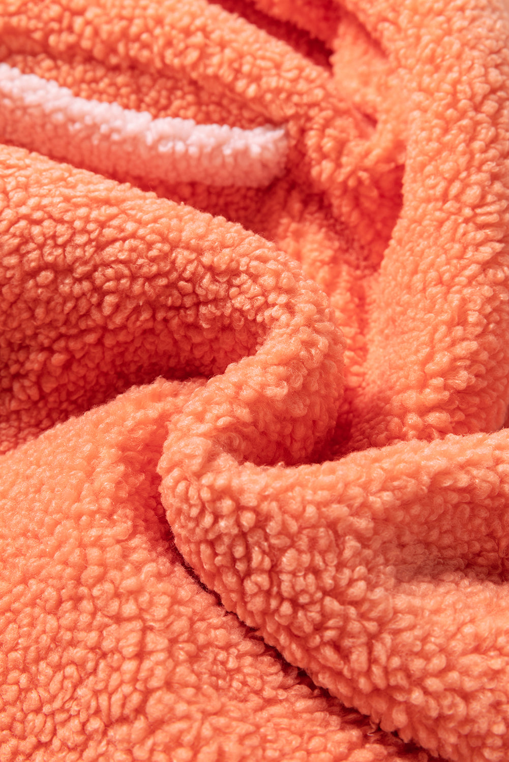 Sweat-shirt sherpa orange à col montant et demi-fermeture éclair