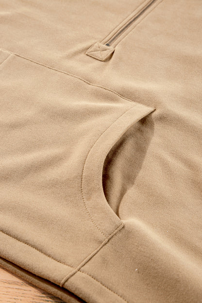 Sweat à capuche ample doublé en polaire parchemin avec poches kangourou à demi-fermeture éclair