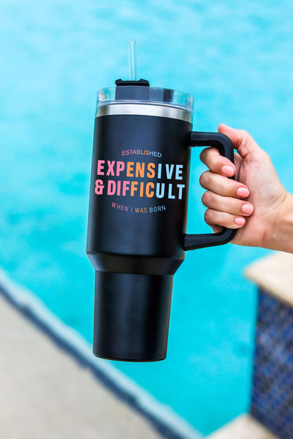 Tasse isotherme en acier inoxydable à imprimé léopard Mama avec poignée 40 oz