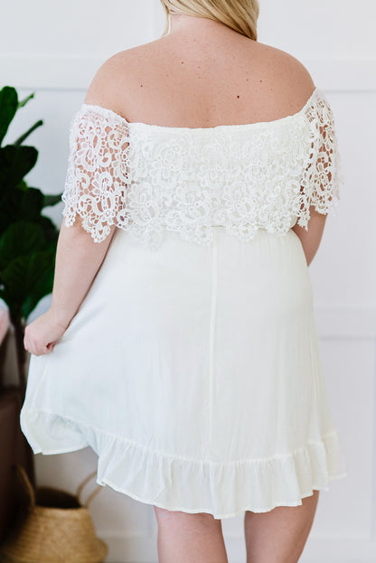 Off-the-shoulder Lace Sleeves Plus size Dress