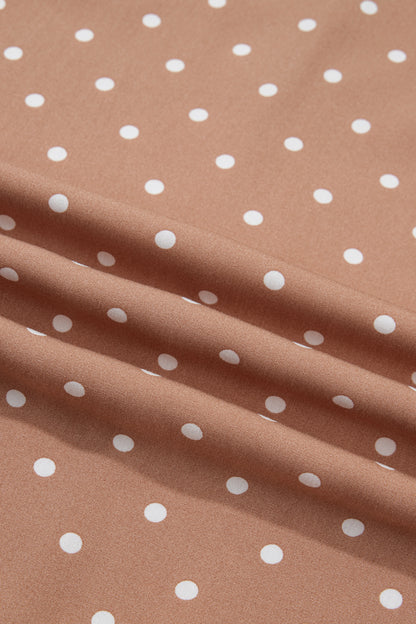 Khaki Polka Dot Lace Hem Elegant Long Shift Skirt