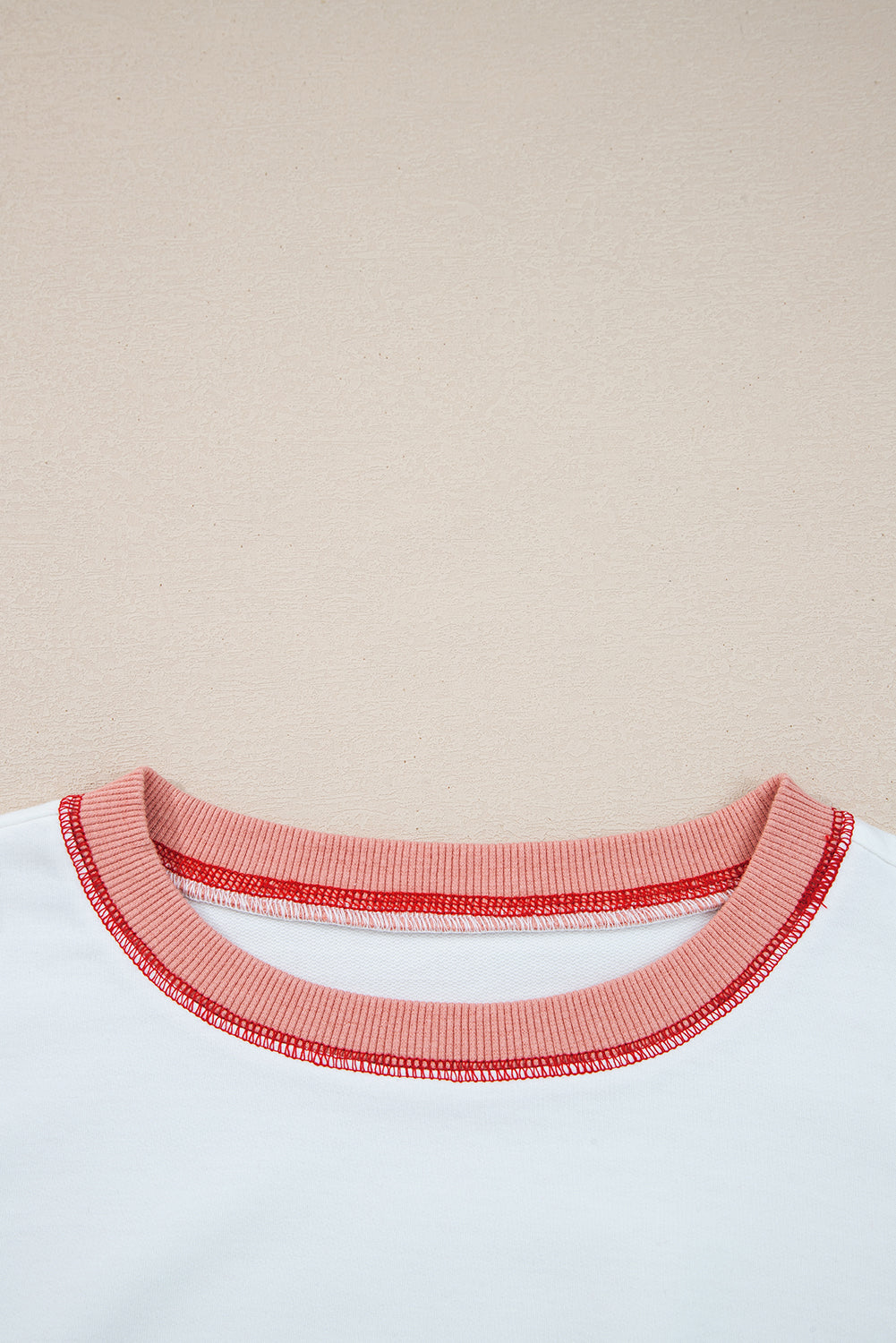 Red Stripe Colorblock Patchwork Contrast Stitching Oversize Sweatshirt