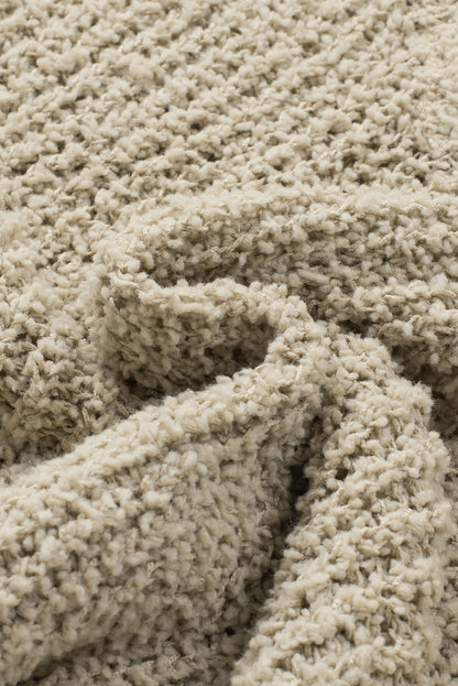 Apricot Cropped V Neck Fuzzy Sweater