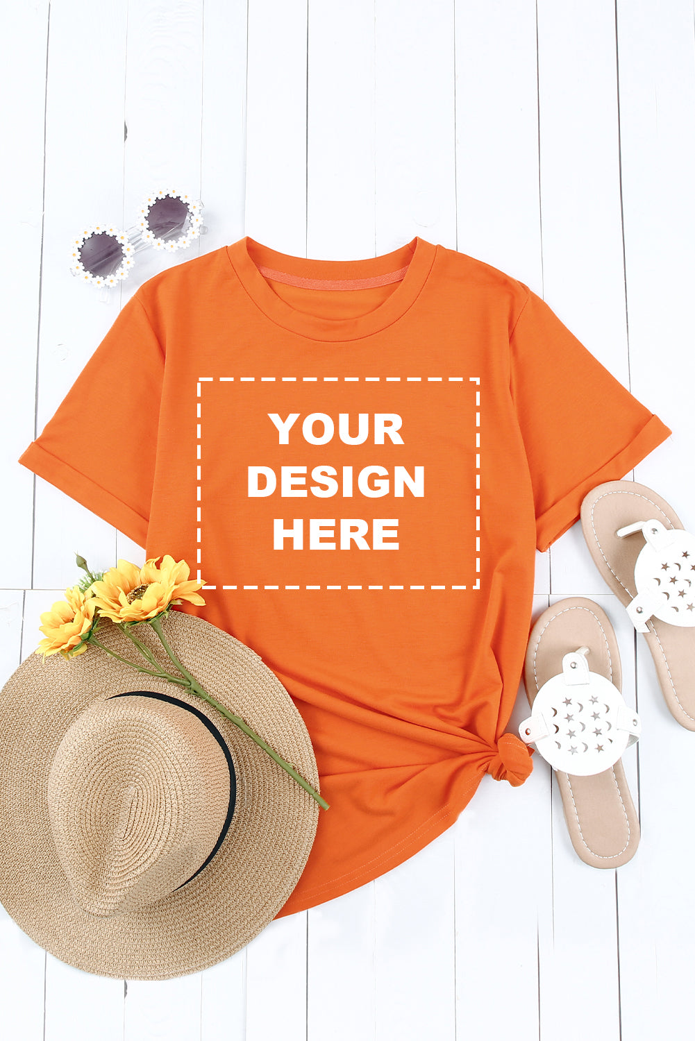 Blank Apparel - T-shirt ras du cou kaki uni personnalisé