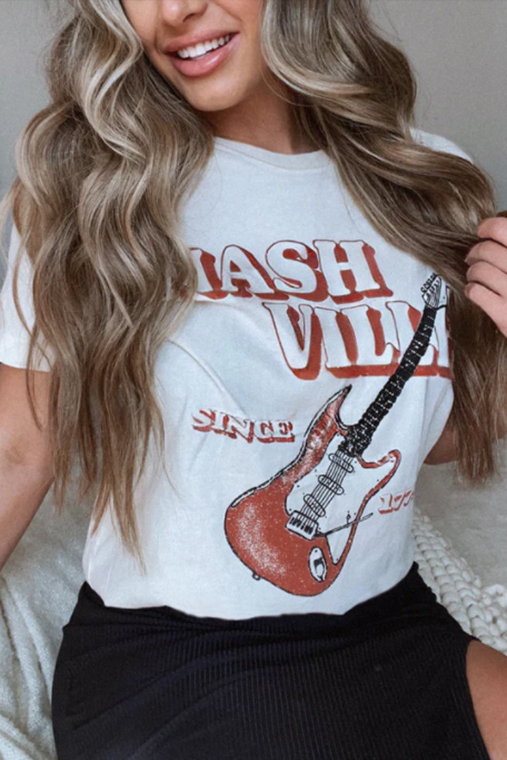 T-shirt ras du cou à imprimé graphique drapeau américain et étoiles