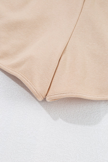 Apricot Striped Accent Pullover and Shorts Two Piece Casual Set