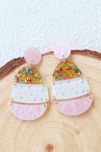 Pink Cute Printed Easter Egg Shape Drop Earrings