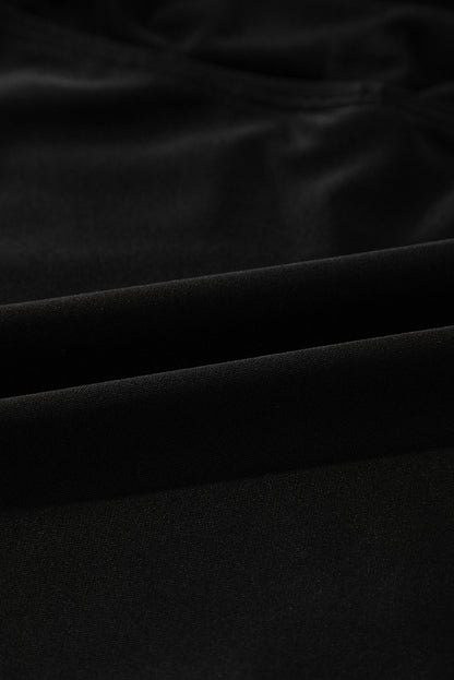 Ensemble haut de bikini asymétrique en maille plissée noire et jupe