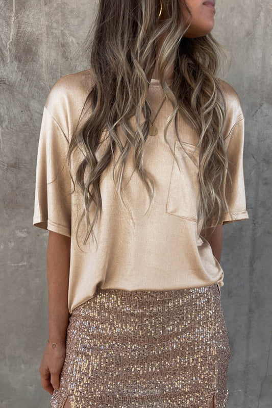 T-shirt ample à manches courtes avec poche poitrine 