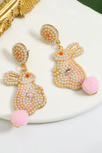 Pink Easter Bunny Pearl Beaded Earrings