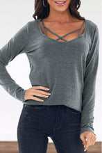 Strappy Neck Detail Long Sleeve Top