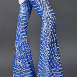 Blue Sequin Wide Leg Pants