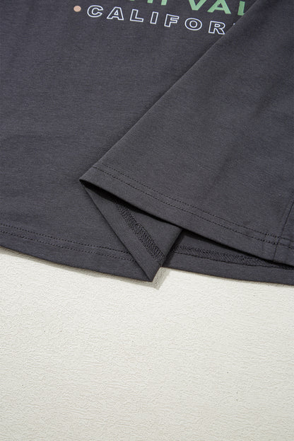 Dark Grey RISE WITH THE SUN Western Fashion Graphic Tee