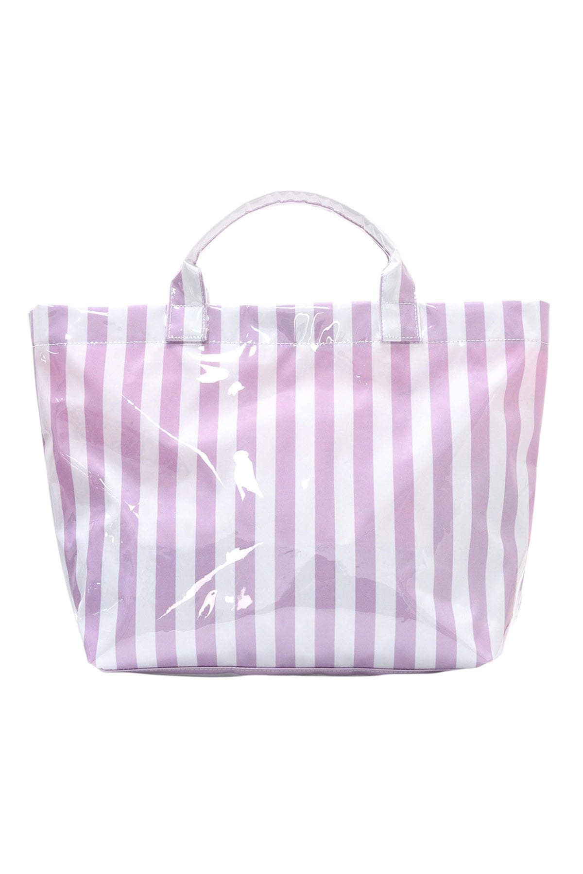 Wisteria Glossy Striped Vinyl Large Tote Bag (Color Varied)